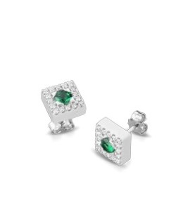 ORECCHINI FANTASIA IN ORO BIANCO 18 K CON RUBINI E DIAMANTI NATURALI E VVS