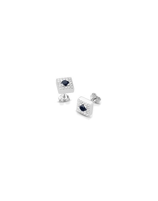 ORECCHINI FANTASIA IN ORO BIANCO 18 K CON ZAFFIRI E DIAMANTI NATURALI E VVS