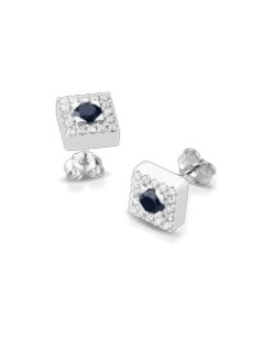 ORECCHINI FANTASIA IN ORO BIANCO 18 K CON ZAFFIRI E DIAMANTI NATURALI E VVS