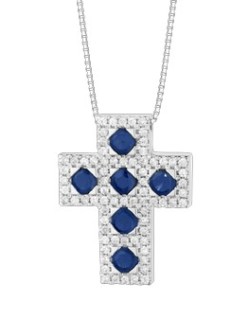 CIONDOLO FANTASIA IN ORO BIANCO 18 K CON RUBINO E DIAMANTI NATURALI E VVS