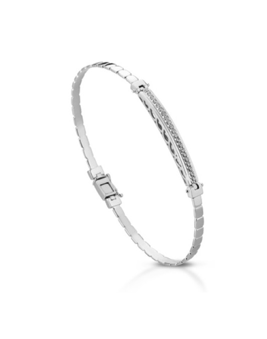 BRACCIALE UOMO ORO BIANCO 18 K CON DIAMANTI NATURALI 0.21 CARATI E VVS