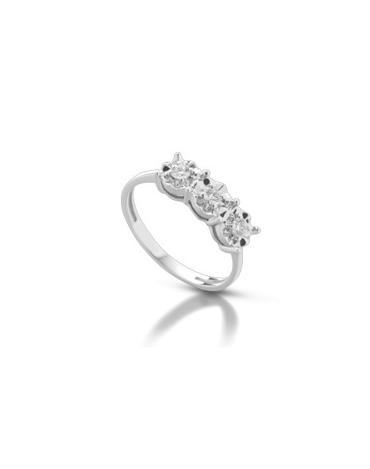 ANELLO FANTASIA IN ORO BIANCO 18 K CON DIAMANTI NATURALI E VVS