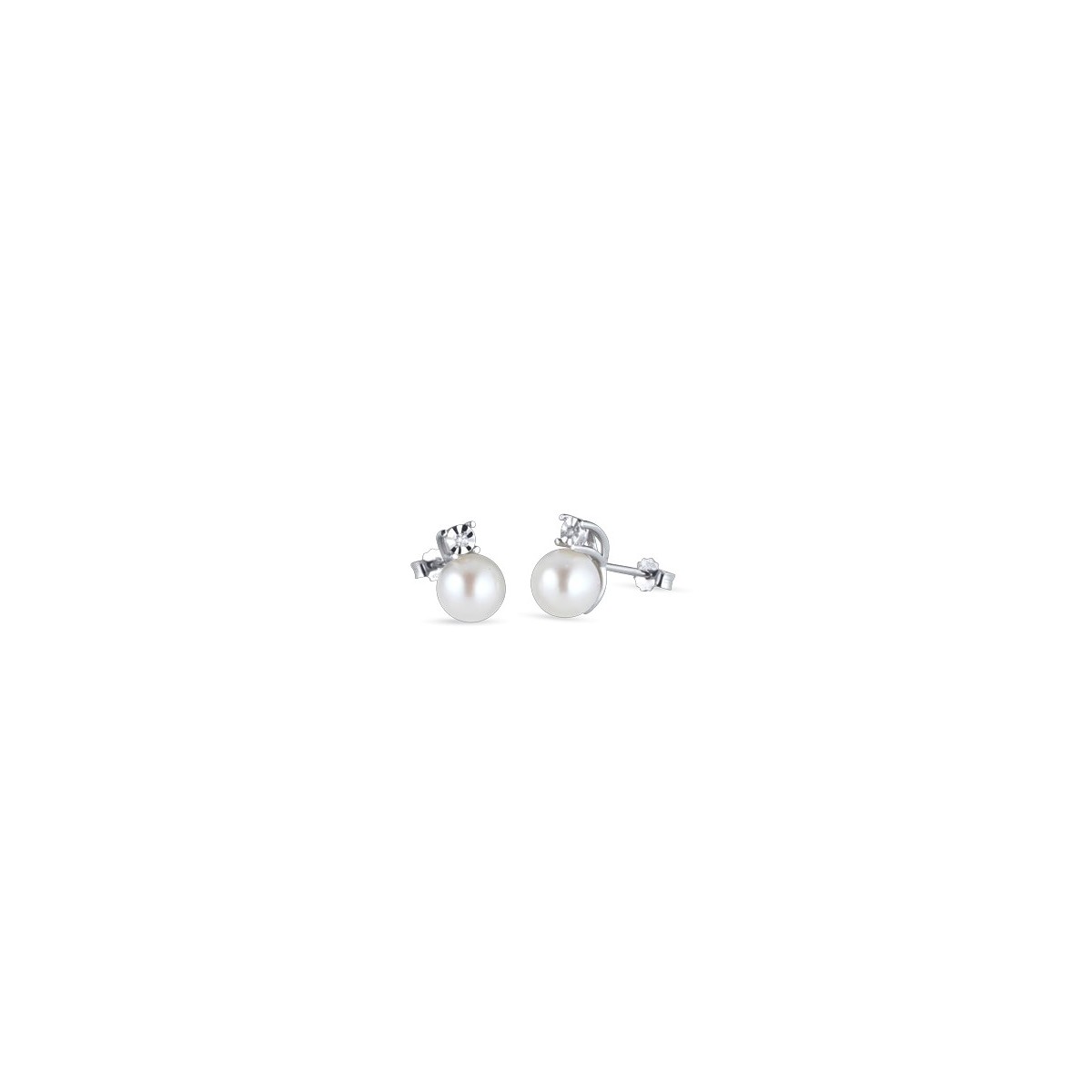 ORECCHINI FANTASIA IN ORO BIANCO 18 K CON DIAMANTI NATURALI E PERLE