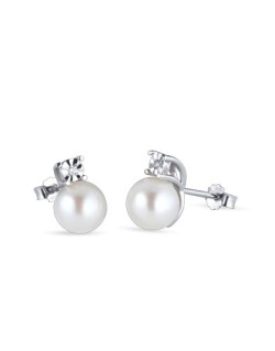 ORECCHINI FANTASIA IN ORO BIANCO 18 K CON DIAMANTI NATURALI E PERLE