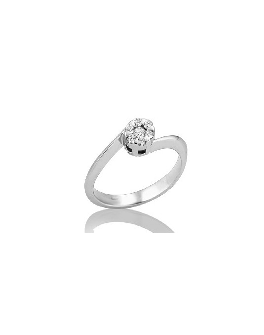 ANELLO FANTASIA IN ORO BIANCO 18 K CON DIAMANTI NATURALI E VVS