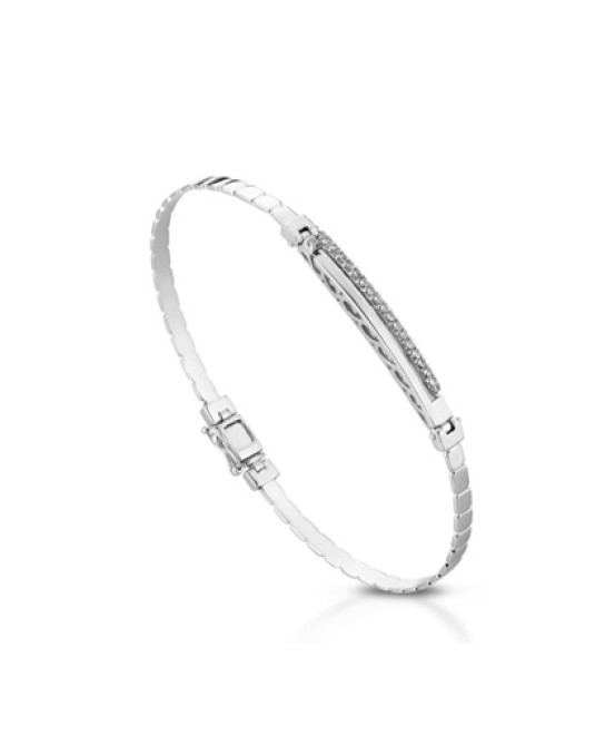 BRACCIALE UOMO ORO BIANCO 18 K CON DIAMANTI NATURALI 0.19 CARATI E VVS