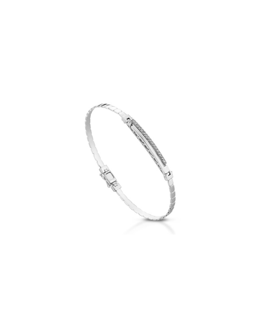 BRACCIALE UOMO ORO BIANCO 18 K CON DIAMANTI NATURALI 0.19 CARATI E VVS