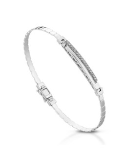 BRACCIALE UOMO ORO BIANCO 18 K CON DIAMANTI NATURALI 0.19 CARATI E VVS