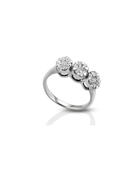 ANELLO FANTASIA IN ORO BIANCO 18 K CON DIAMANTI NATURALI E VVS