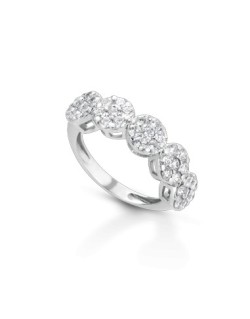 ANELLO FANTASIA IN ORO BIANCO 18 K CON DIAMANTI NATURALI E VVS