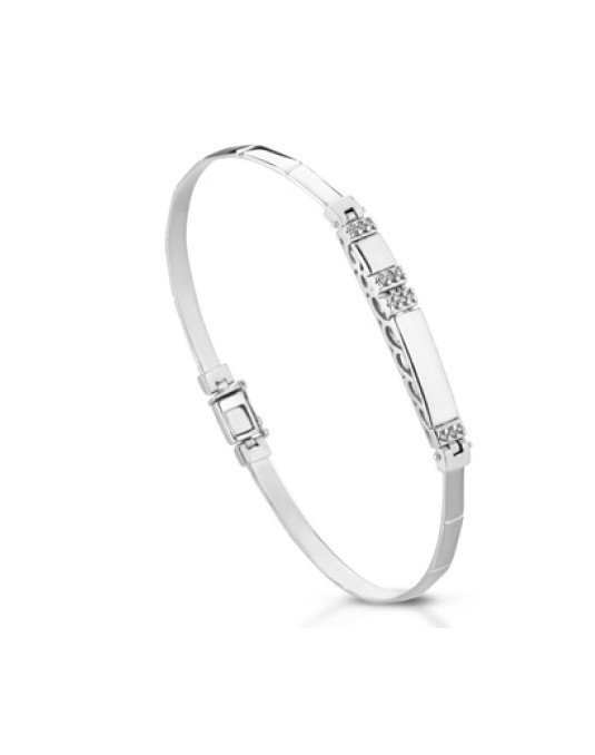 BRACCIALE UOMO ORO BIANCO 18 K CON DIAMANTI NATURALI 0.12 CARATI E VVS
