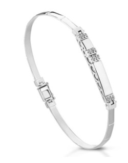 BRACCIALE UOMO ORO BIANCO 18 K CON DIAMANTI NATURALI 0.12 CARATI E VVS