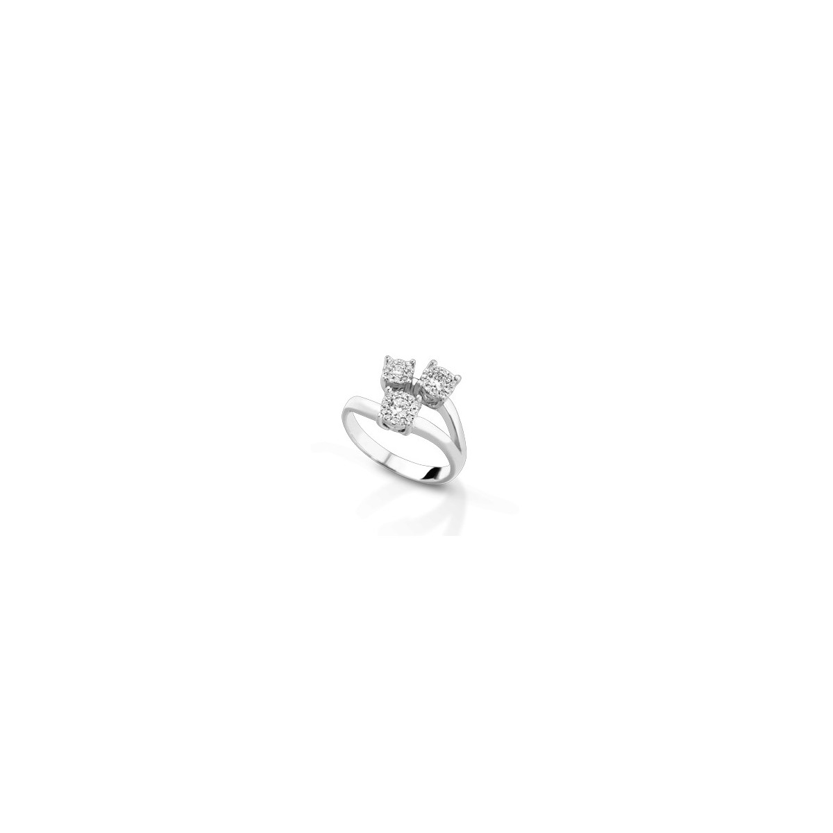 ANELLO FANTASIA IN ORO BIANCO 18 K CON DIAMANTI NATURALI E VVS