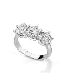 ANELLO FANTASIA IN ORO BIANCO 18 K CON DIAMANTI NATURALI E VVS