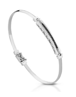 BRACCIALE UOMO ORO BIANCO 18 K CON DIAMANTI NATURALI BIANCHI E NERI E VVS 0.21 CARATI