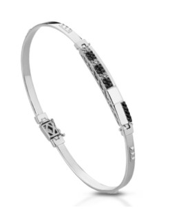 BRACCIALE UOMO ORO BIANCO 18 K CON DIAMANTI NATURALI BIANCHI E NERI E VVS 0.30 CARATI