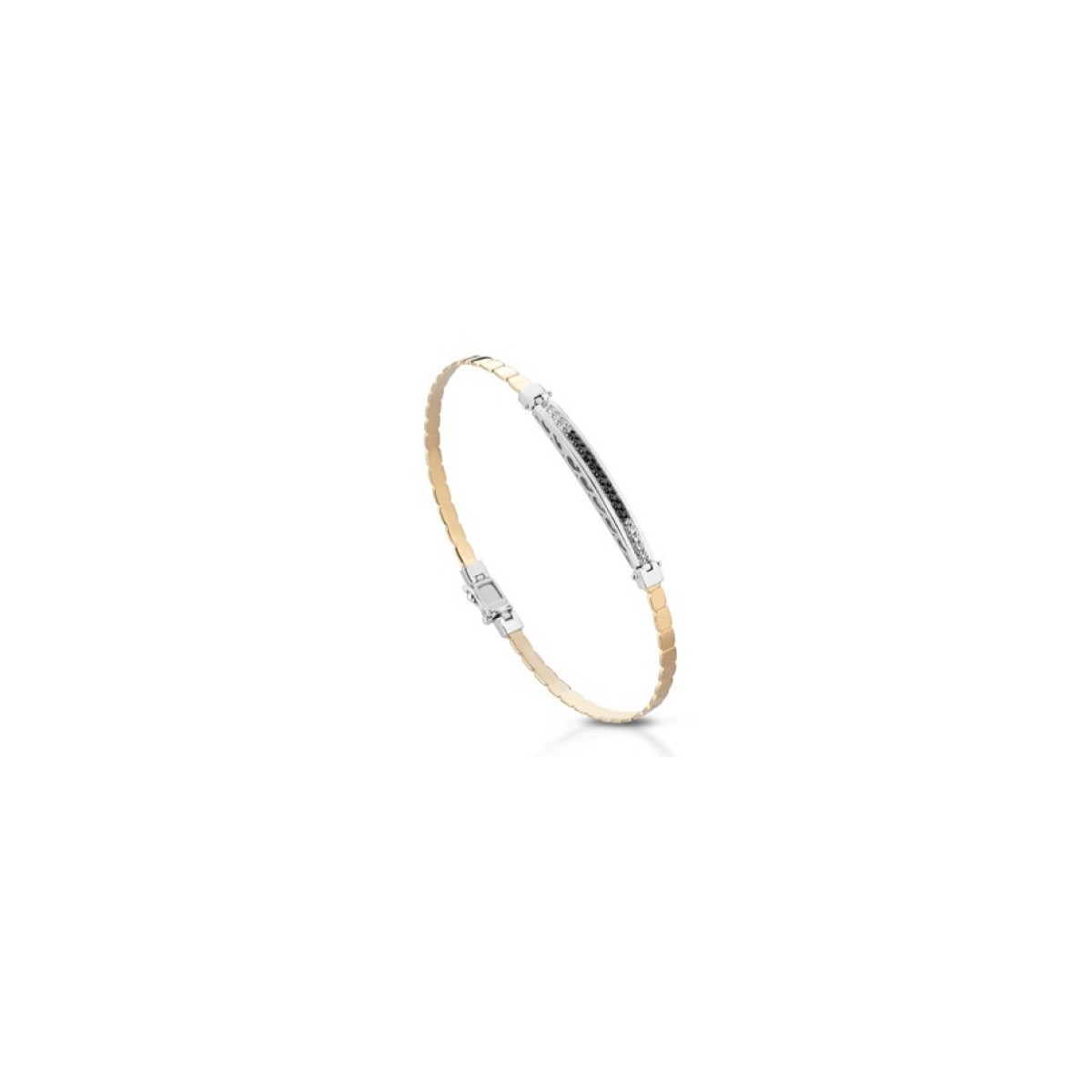 BRACCIALE UOMO ORO BICOLORE 18 K CON DIAMANTI NATURALI BIANCHI E NERI E VVS 0.30 CARATI