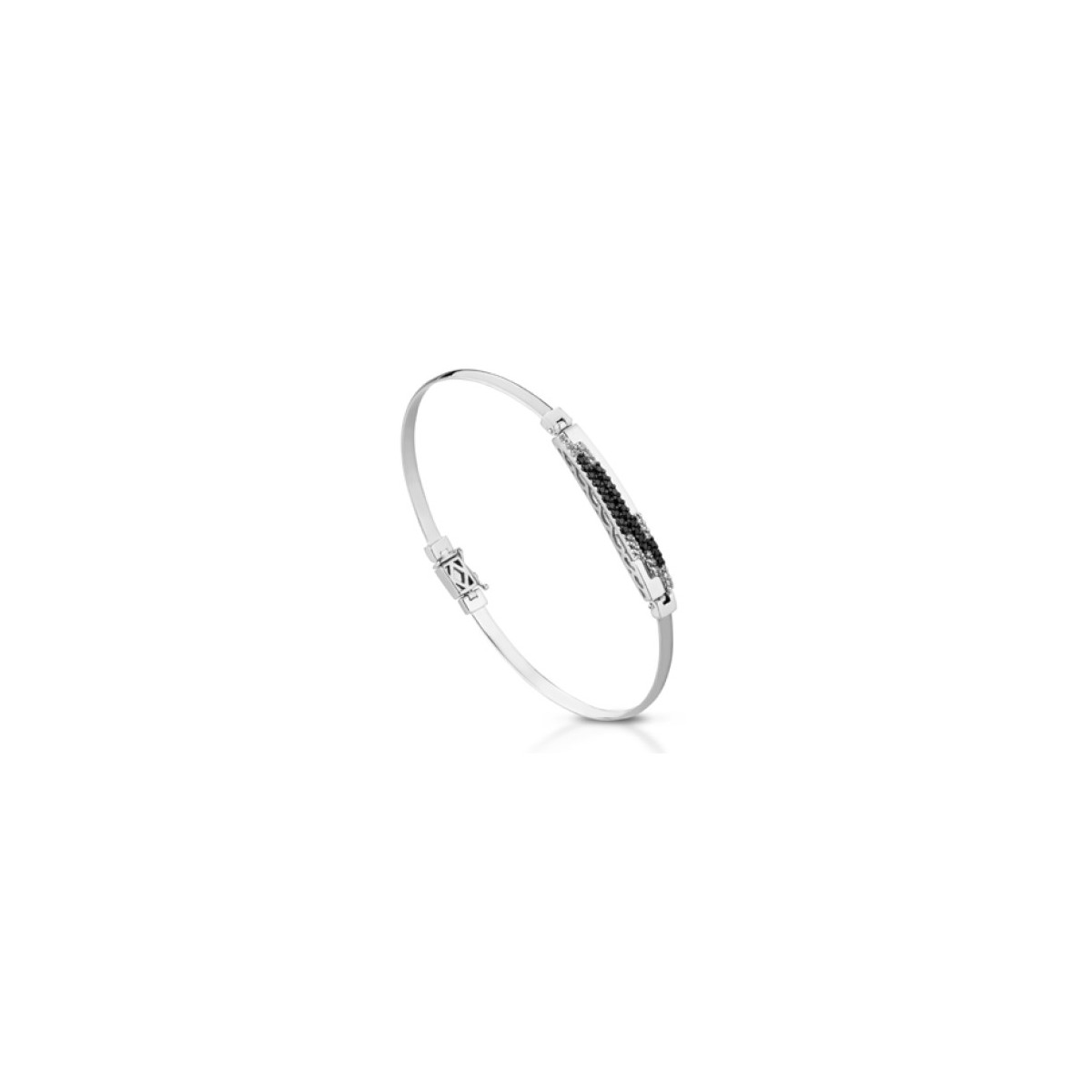 BRACCIALE UOMO ORO BIANCO 18 K CON DIAMANTI NATURALI BIANCHI E NERI E VVS 0.42 CARATI