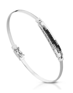 BRACCIALE UOMO ORO BIANCO 18 K CON DIAMANTI NATURALI BIANCHI E NERI E VVS 0.42 CARATI