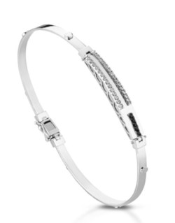 BRACCIALE UOMO ORO BIANCO 18 K CON DIAMANTI NATURALI BIANCHI E NERI E VVS 0.33 CARATI