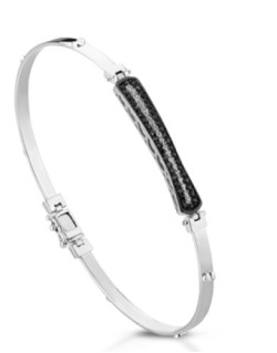 BRACCIALE UOMO ORO BIANCO 18 K CON DIAMANTI NATURALI BIANCHI E NERI E VVS 0.31 CARATI