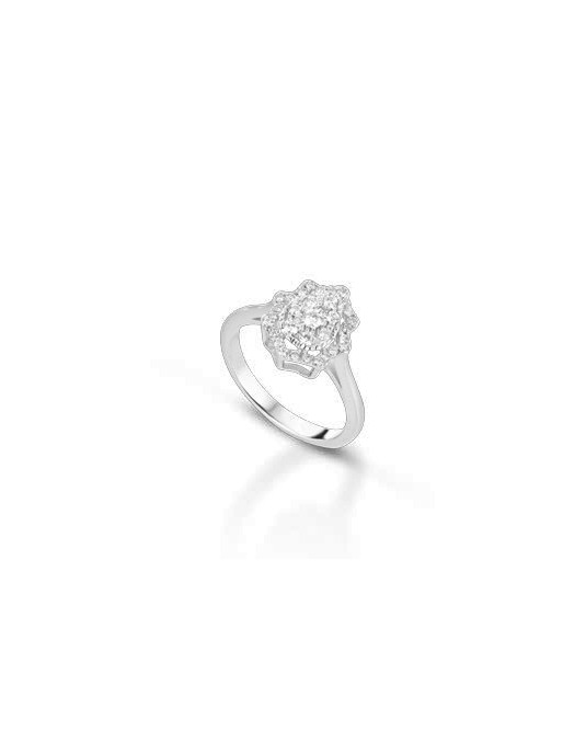ANELLO FANTASIA IN ORO BIANCO 18 K CON DIAMANTI NATURALI E VVS
