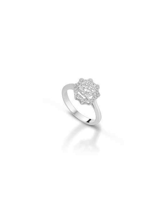 ANELLO FANTASIA IN ORO BIANCO 18 K CON DIAMANTI NATURALI E VVS