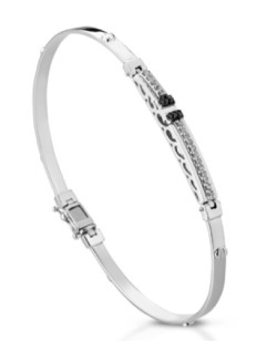 BRACCIALE UOMO ORO BIANCO 18 K CON DIAMANTI NATURALI BIANCHI E NERI E VVS 0.23 CARATI
