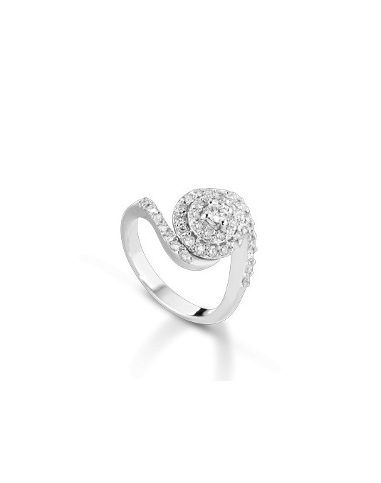 ANELLO FANTASIA IN ORO BIANCO 18 K CON DIAMANTI NATURALI E VVS