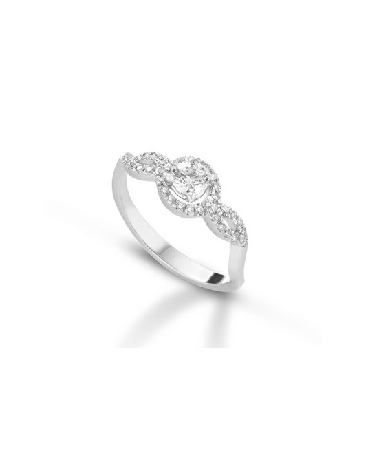 ANELLO FANTASIA IN ORO BIANCO 18 K CON DIAMANTI NATURALI E VVS