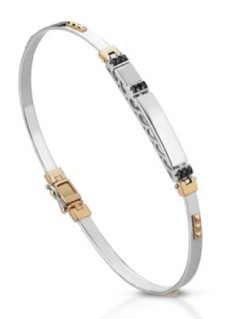 BRACCIALE UOMO ORO BICOLORE 18 K CON DIAMANTI NATURALI NERI AAA+++ PREMIUM 0.10 CARATI