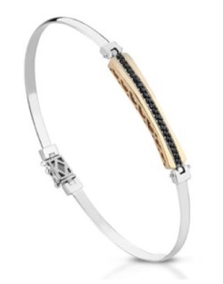 BRACCIALE UOMO ORO BICOLORE 18 K CON DIAMANTI NATURALI NERI AAA+++ PREMIUM 0.21 CARATI