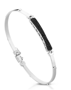 BRACCIALE UOMO ORO BIANCO 18 K CON DIAMANTI NATURALI NERI AAA+++ PREMIUM 0.32 CARATI