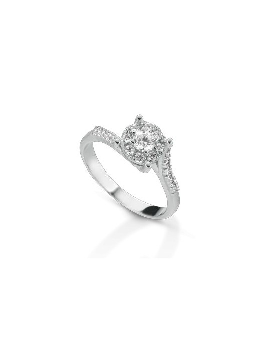 ANELLO FANTASIA IN ORO BIANCO 18 K CON DIAMANTI NATURALI E VVS