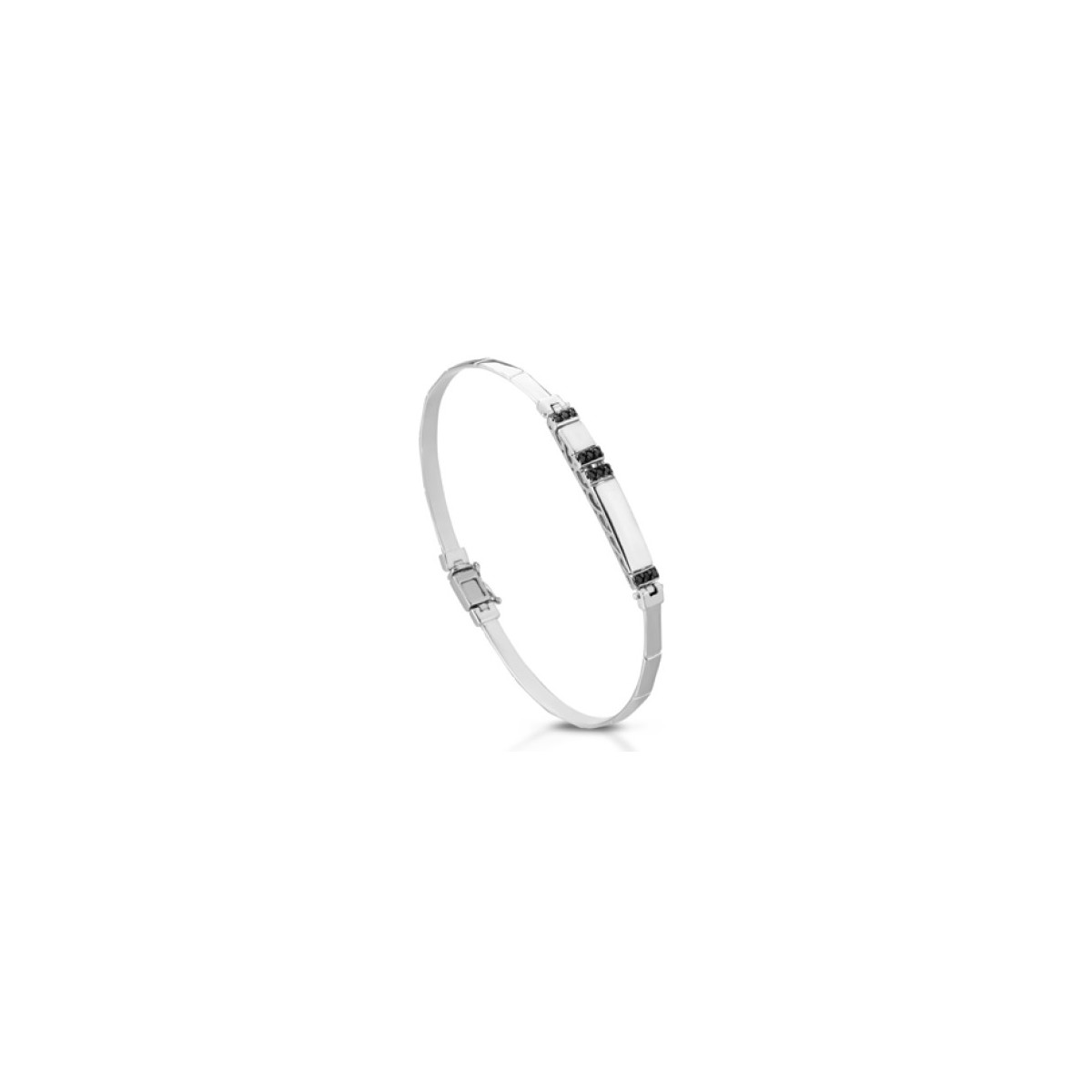 BRACCIALE UOMO ORO BIANCO 18 K CON DIAMANTI NATURALI NERI AAA+++ PREMIUM 0.12 CARATI