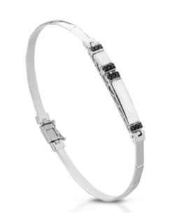 SG11738 Bracciale uomo oro bianco 18k con diamanti naturali neri aaa+++ premium 0.12 carati