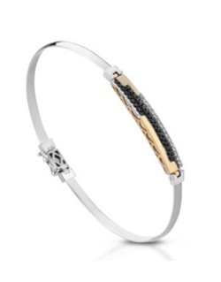BRACCIALE UOMO ORO BICOLORE 18 K CON DIAMANTI NATURALI BIANCHI E NERI E VVS 0.36 CARATI