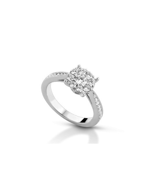ANELLO FANTASIA IN ORO BIANCO 18 K CON DIAMANTI NATURALI E VVS