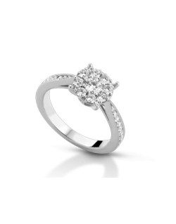 ANELLO FANTASIA IN ORO BIANCO 18 K CON DIAMANTI NATURALI E VVS