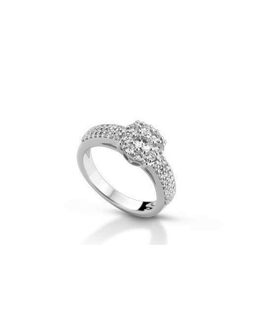 ANELLO FANTASIA IN ORO BIANCO 18 K CON DIAMANTI NATURALI E VVS