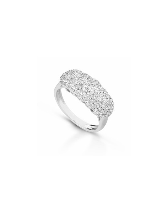 ANELLO FANTASIA IN ORO BIANCO 18 K CON DIAMANTI NATURALI E VVS