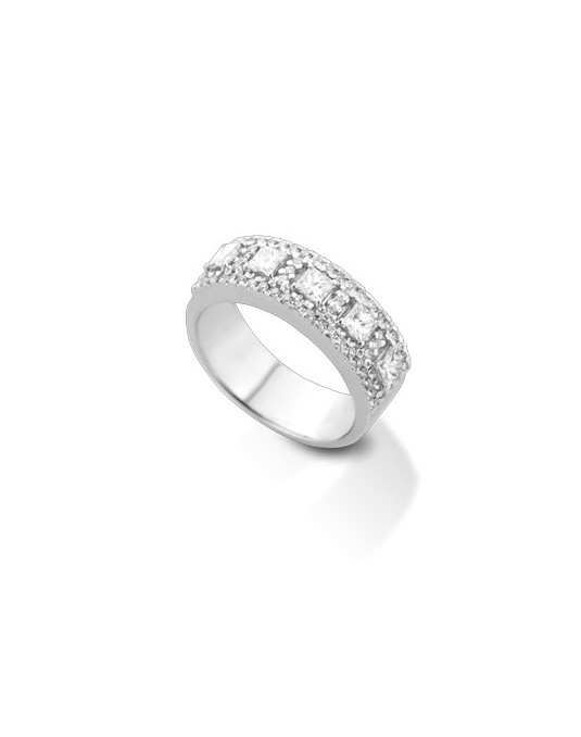 ANELLO FANTASIA IN ORO BIANCO 18 K CON DIAMANTI NATURALI E VVS