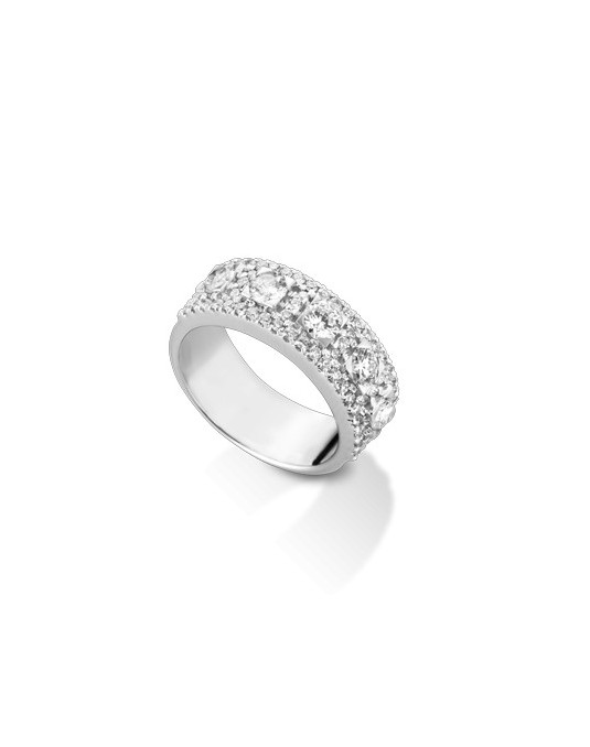 ANELLO FANTASIA IN ORO BIANCO 18 K CON DIAMANTI NATURALI E VVS