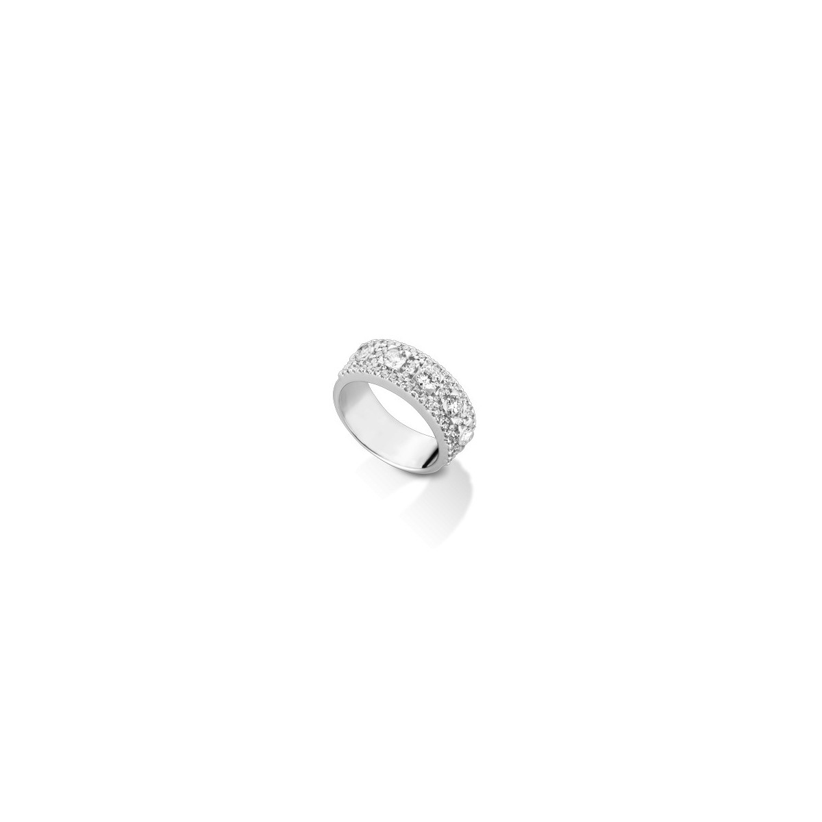 ANELLO FANTASIA IN ORO BIANCO 18 K CON DIAMANTI NATURALI E VVS