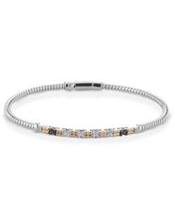 BRACCIALE UOMO ORO BICOLORE 18 K CON DIAMANTI NATURALI BIANCHI E NERI E VVS 0.28 CARATI