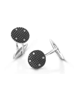 GEMELLI UOMO ORO BIANCO 18 K CON DIAMANTI NATURALI 0.06 CARATI E VVS