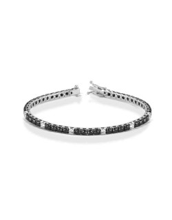 BRACCIALE TENNIS UOMO ORO BIANCO 18 K CON DIAMANTI NATURALI E NERI