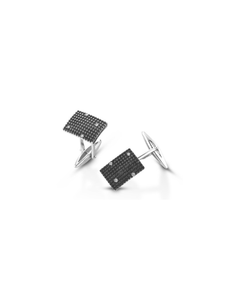 GEMELLI UOMO ORO BIANCO 18 K CON DIAMANTI NATURALI 0.06 CARATI E VVS