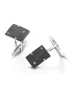 GEMELLI UOMO ORO BIANCO 18 K CON DIAMANTI NATURALI 0.06 CARATI E VVS
