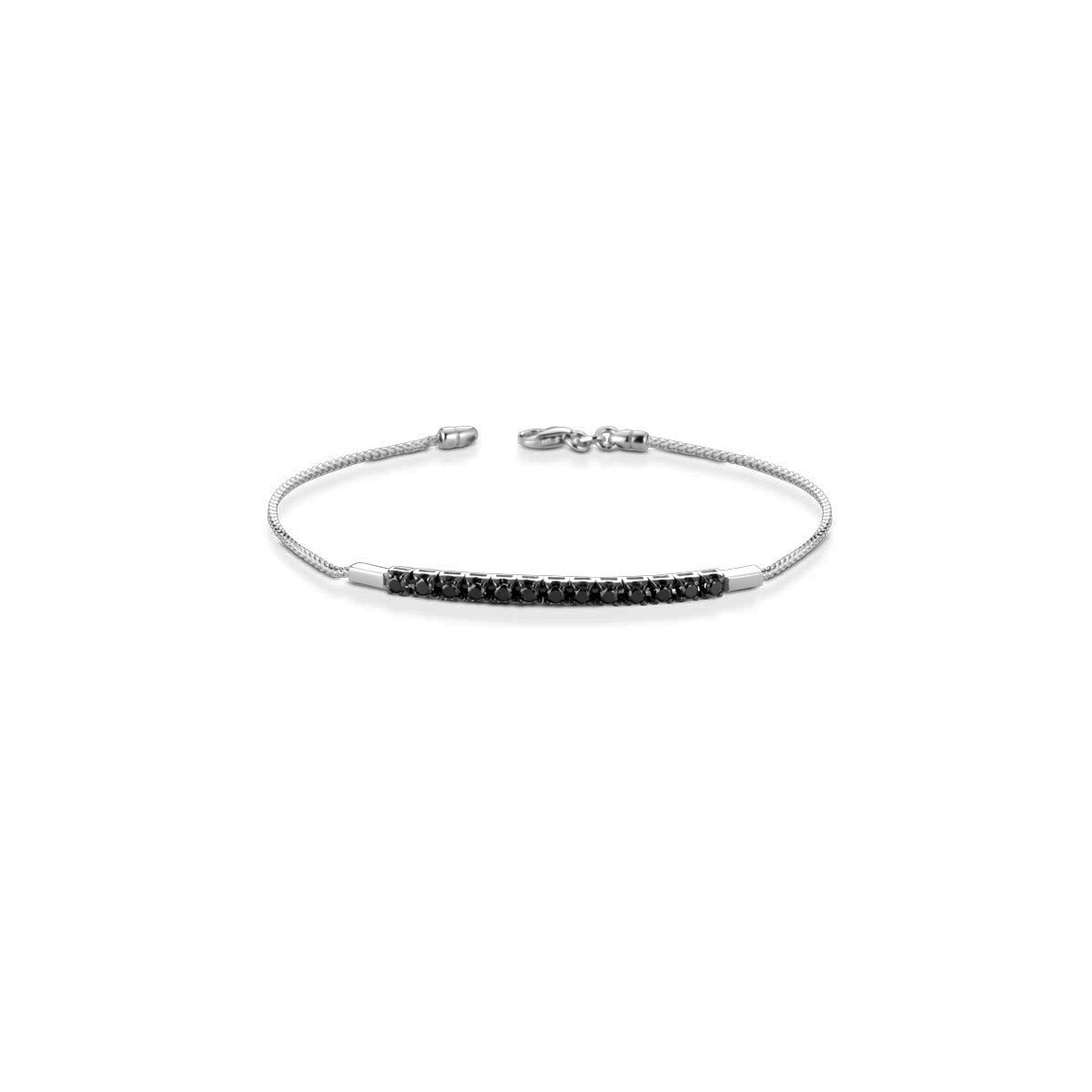 BRACCIALE TENNIS UOMO ORO BIANCO 18 K CON DIAMANTI NERI NATURALI